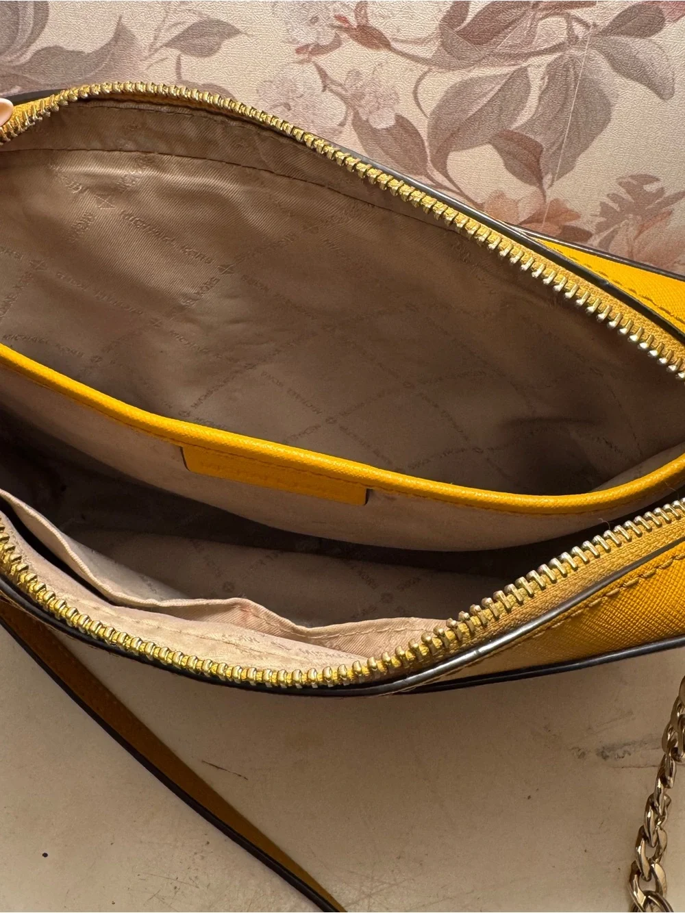 Michael Kors Saffiano Leather East West Crossbody Bag – Mustard Yellow